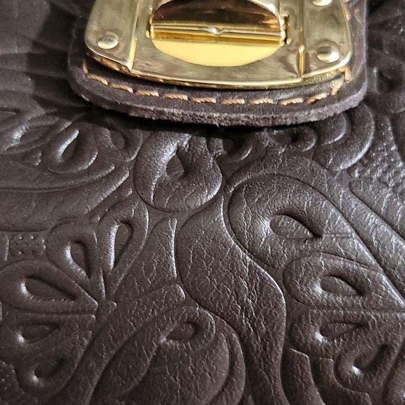 REAL LEATHER Made in Italy Embossed Design Crossbody HandBag - Picture 11 of 12